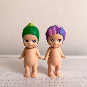 Green and Purple Sonny Angel Style Mini Figures - Cute Collectible Toys